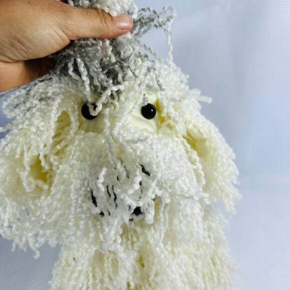 Vintage Kamar Sample Sheep Dog Shaggy Mop Plush Stuffed Animal Toy gray white - Picture 5 of 6